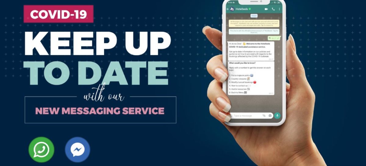Hotelbeds, gli aggiornamenti su viaggi e Covid-19 su WhatsApp e Messenger