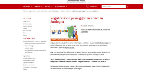 Sardegna, scatta l’obbligo di registrazione digital per i turisti