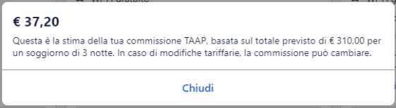 Expedia TAAP stima commissione