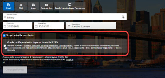 Expedia Taap Tariffe