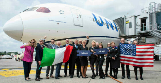 United avvia il primo volo diretto Milano-Chicago