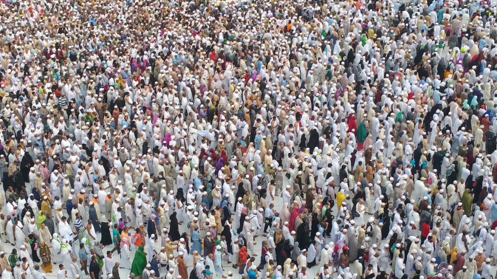 MECCA, SAUDI ARABIA, September 2016 - Muslim pilgrims from all over the world gathered to perform Umrah or Hajj at the Haram Mosque in Mecca, Saudi Arabia adobe