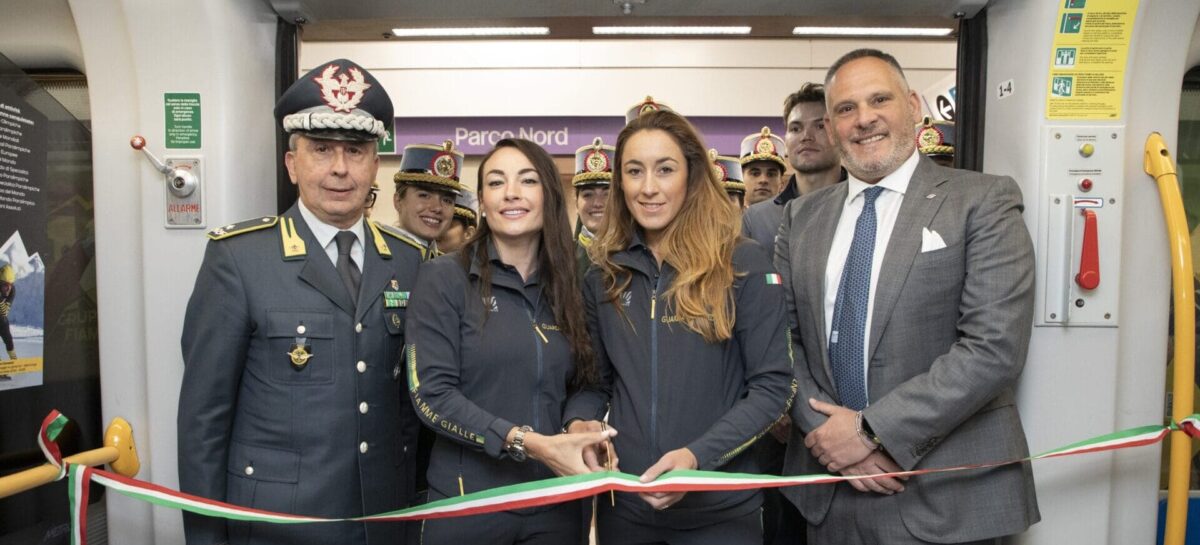 Milano, la Metro 5 celebra gli sciatori delle Fiamme Gialle