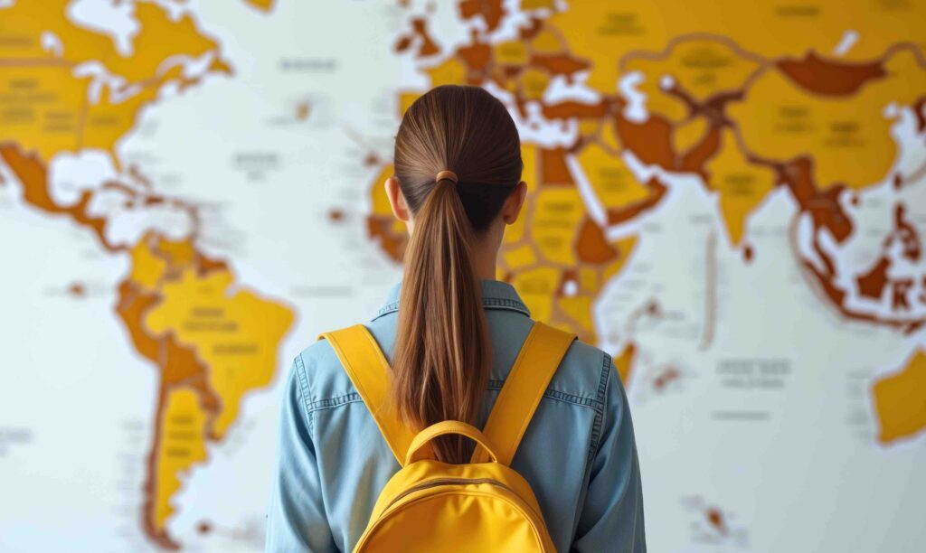 viaggiatrice viaggiatore mondo partenza backpacker globetrotter adobe