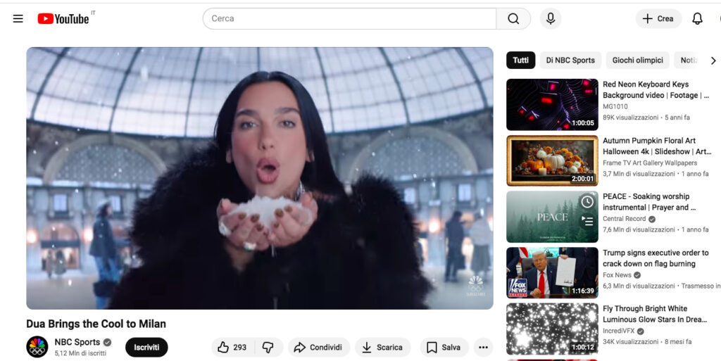 dua lipa video olimpiadi screenshot youtube
